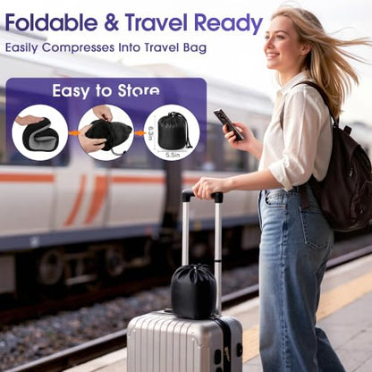 CloudBliss Neck Pillow for Airplanes, Memory Foam Travel Pillow, Black - color: Black