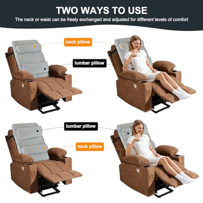 2-in-1 Neck & Lumbar Support Pillow with Adjustable Height and Ergonomic backrest Design, Suitable for recliners, Sofas, high-Back Rocking Chairs, Relieve Back Pressure. - color: Grey