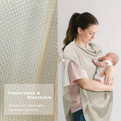 Beige Nursing Cover for Breastfeeding, Privacy Feeding Shawl - color: Beige