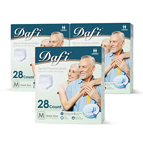 DAFI Adult Incontinence Underwear for Women & Men, M/84 Count Bladder Control Underwear Disposable Slip-On Protection Briefs, Pack of 3 - color: 3 Pack, size: Medium