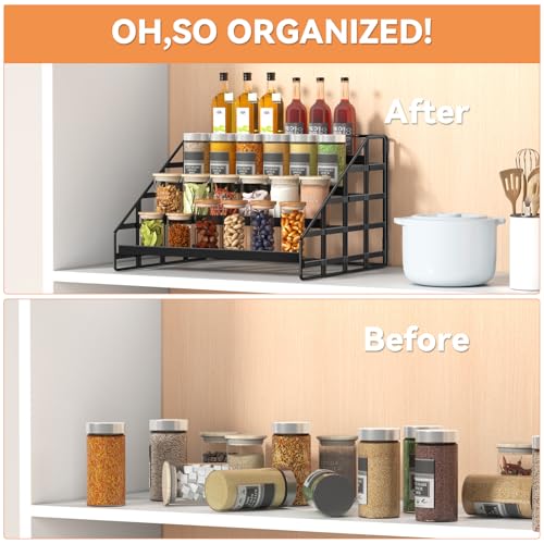 Bunoxea 4 Tier Adjustable Spice Rack for Cabinet & Countertop, Black 2Pack - size: 2 Pack