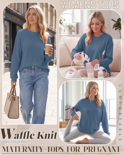 Oakgarden Women's Zipper Oversized Nursing Sweatshirts - color: Haze Blue, size: Large