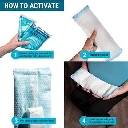 ICEWRAPS Instant Perineal Cold Pack and 4x10 Reusable Perineal Gel Ice Packs Bundle - Cold Pack for First Aid, Breastfeeding, Mastitis, Postpartum, Hemorrhoid, and Perineal Injuries