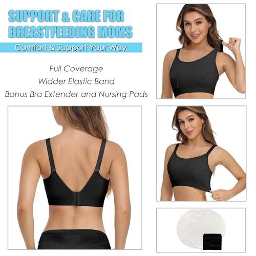Hands Free Pumping Bra Hands-Free Breast Pump Bra Nursing Bras - color: Black, size: Medium