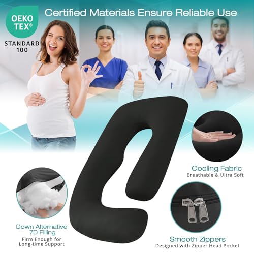Cooling Pregnancy Pillows for Sleeping, 65'' Full Body Pillow, Black - color: Black, size: 65 Inch