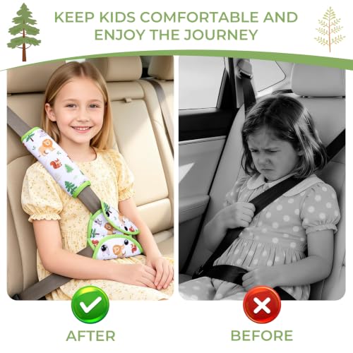 COOLBEBE Kids Seat Straps Cover Pad, Forest Animals - color: White Zoo