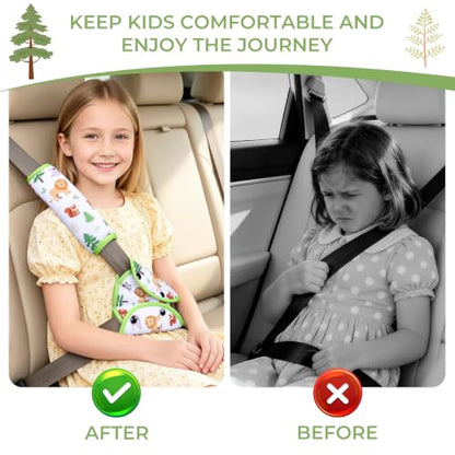COOLBEBE Kids Seat Straps Cover Pad, Forest Animals - color: White Zoo