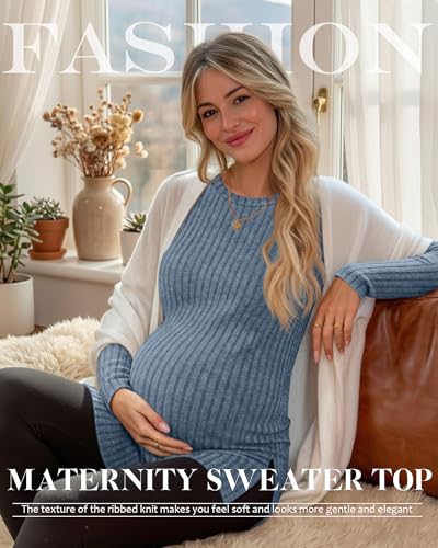 3 Pack Maternity Shirts Pregnancy Sweaters Tunic Tops - color: Black, Blue, Fuchsia, size: Small