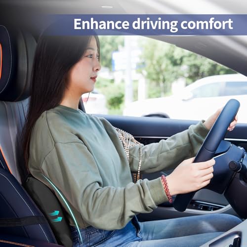 Lumbar Support Pillow for Office Chair, Memory Foam Car Back Cushion - color: A-black