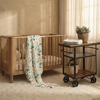 Muslin Swaddle Blankets for Newborn, Cotton Receiving Blanket - color: Light Blue Farm Country