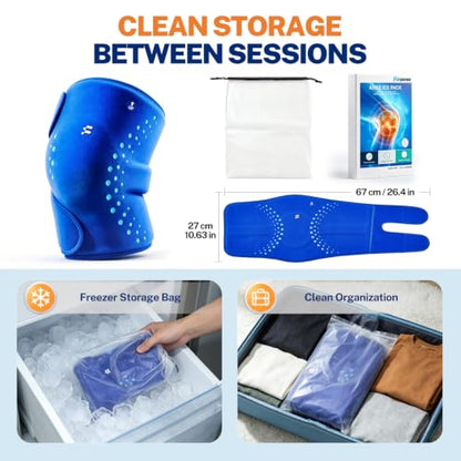 Knee Ice Pack Wrap, Long-Lasting Cold Compression for Knee Pain Relief