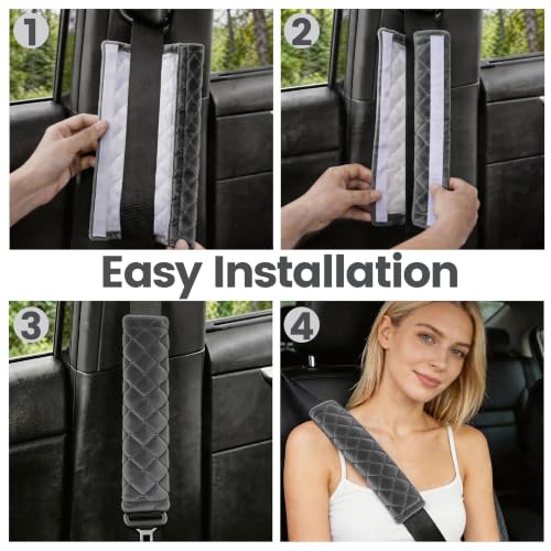 Amooca 2 Pack Seat Belt Covers Soft Shoulder Pad for Cars & Backpack - color: C: Dark Gray