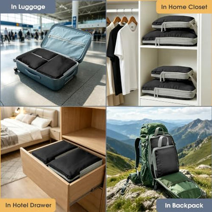8-Set Compression Packing Cubes for Travel - color: Black