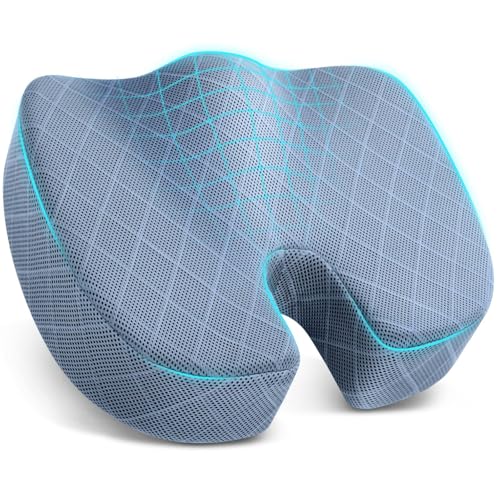 TushGuard Memory Foam Office Chair Seat Cushion - Light Blue, X-Large - color: Light Blue, size: X-Large