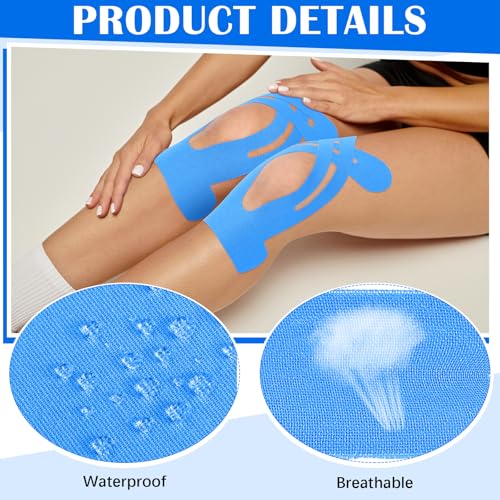 50 Pcs Precut Kinesiology Tape for Knees, Blue - color: Blue