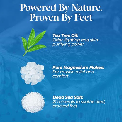 Aromasong Tea Tree Foot Soak with Magnesium Flakes & Dead Sea Salt, Natural Tea Tree Oil & Eucalyptus Scent, Foot Soaking Salts for Relaxation, Odor Control & Soft Skin, Packaging May Vary