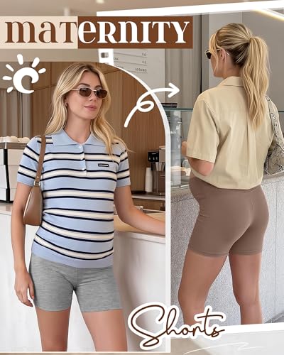 4 Pack Maternity Shorts - color: Coffee, Army Green, Light Gray, Black, size: X-Large