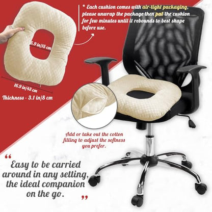 Donut Pillow for Tailbone Pain, Hemorrhoid Pillow (Beige) - color: Beige