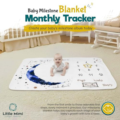 Baby Milestone Blanket, Monthly Photo Blanket, Newborn Boy & Girl Gift