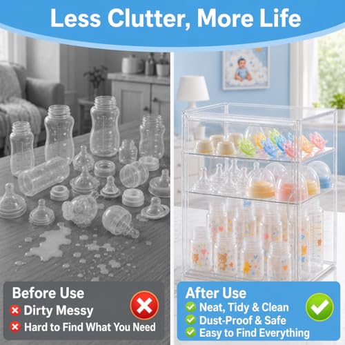 Baby Bottle Storage Organizer for Countertop Cabinet - size: Large: 14.2" x 10.7" x 10.7"