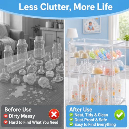 Baby Bottle Storage Organizer for Countertop Cabinet - size: X-Large: 15.35" x 9.84" x 11.42"