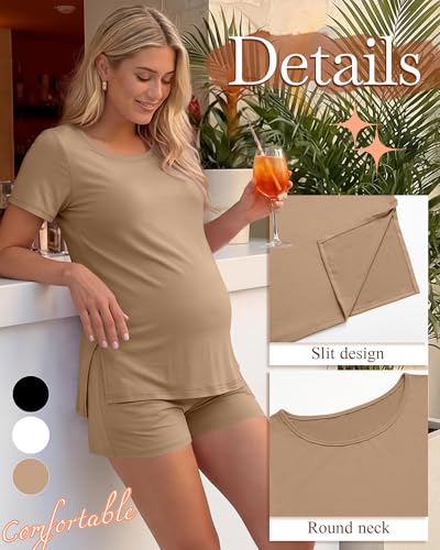 3 Pack Women's Maternity Shirts - color: Apricot, White, Black, size: X-Large
