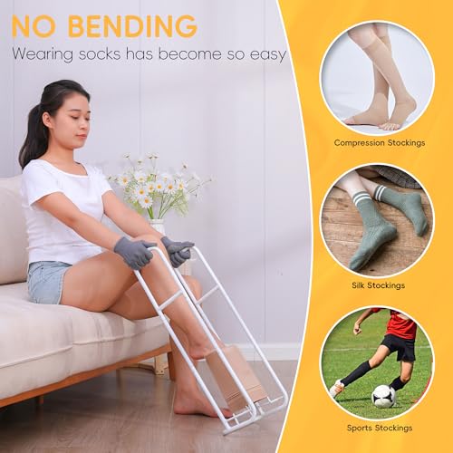 Upgraded Extra-Large Compression Sock Aid Device - Sock Aids for Compression Stocking - Helper Device for Putting on Hosiery - 14 in or More