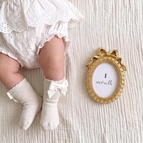 Novabright Baby Monthly Milestone Photo Frame Set, Bow Oval - style: Bow Oval