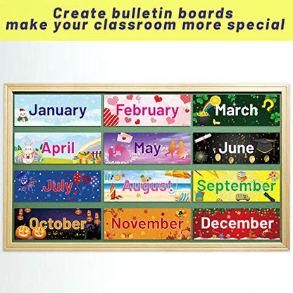 Fancy Land 12 Months of The Year Headers Bulletin Board Set Cutouts Posters