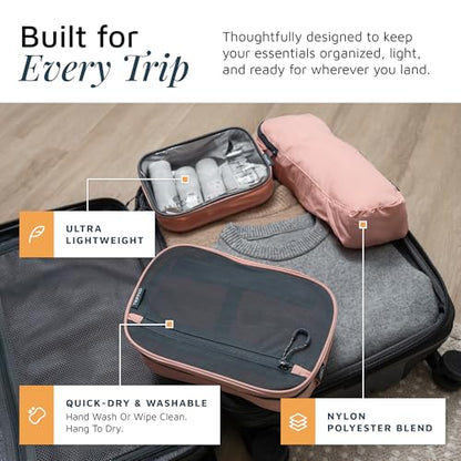 TRIPPED Travel Gear 3-Piece Travel Toiletry Bag Set - color: Pink