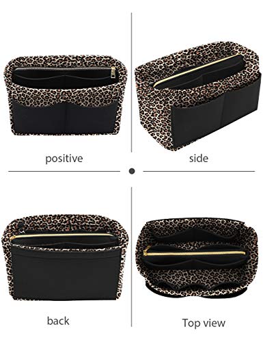 LEXSION Felt Purse Organizer Insert, Tote Bag Shaper Dividers with 5 Sizes - color: B-Leopard, size: Regular X-Large
