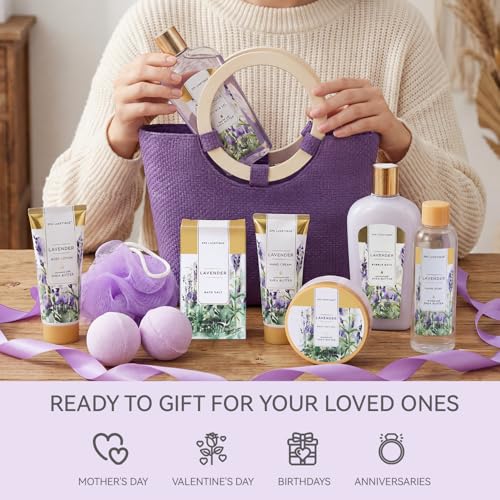Spa Luxetique Lavender 10pc Gift Baskets Birthday Gifts for Women
