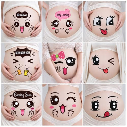 Pregnancy Belly Stickers for Maternity Photos (Happy) - style: Happy