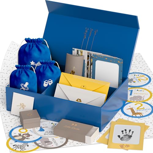 Baby Keepsake Box, Gift for New Parents and Expecting Mom, Baby Memory Box - color: Blue