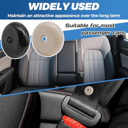 5 Sets Universal Fit Seat Belt Stopper Kit,Beige Snap-on Safety Belt Button Stop,Plastic Seat Belt Button Buckle Clip Stop,Prevent Belt Clip Buckle from Sliding Down (Beige) - color: Beige