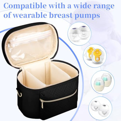 GDNasist Wearable Breast Pump Bag, Pumping Bag with Mat & Shoulder Strap - color: Black