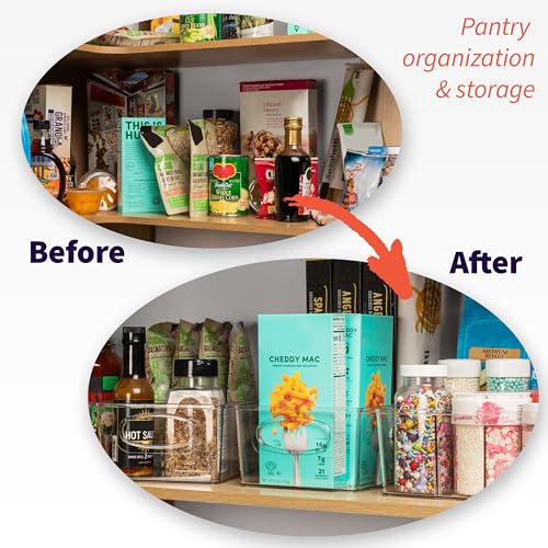 ClearSpace Pantry Storage Bins with Removable Dividers, XL, 2 Pack - size: 15"L x 7.5"W x 3.5"H