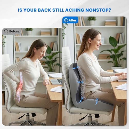 Ergonomic Seat Cushion for Office Chairs Lumbar Support Pillow, Gray - color: Gray