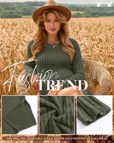 3 Pack Maternity Shirts Pregnancy Sweaters Tunic Tops - color: Army Green, Light Gray, Black, size: Small