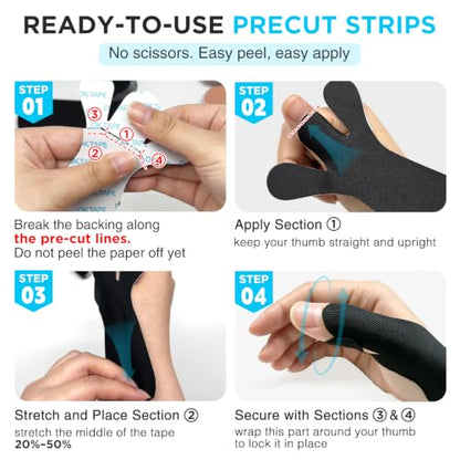 OK TAPE Precut Kinesiology Tape for Thumb, 36 Pcs, Support Thumb Joints - color: Beige