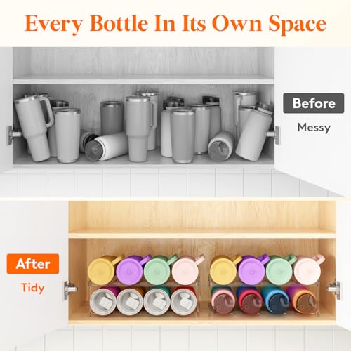 Lifewit Stackable Water Bottle Organizer, Clear Tumbler Holder for Cabinet - size: 2 Tier-8 Bottle