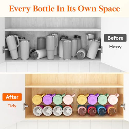 Lifewit Stackable Water Bottle Organizer, Clear Tumbler Holder for Cabinet - size: 2 Tier-8 Bottle