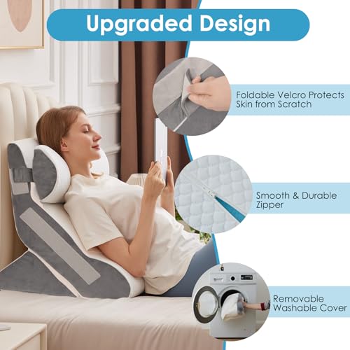 MEGCXIT Wedge Pillow Set for After Surgery, Bed Wedge, 3PCS, White/Grey - color: White/Grey, size: 3pcs