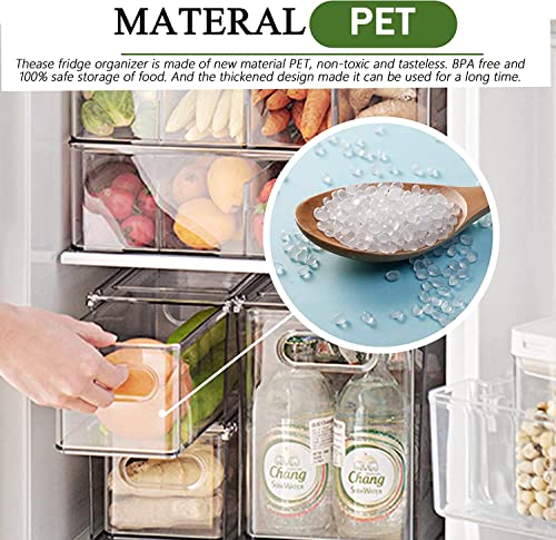 4 Pack Refrigerator Organizer with Pull out Drawer for Refrigerator, Pantry - size: 2 Medium + 2 Extra Large