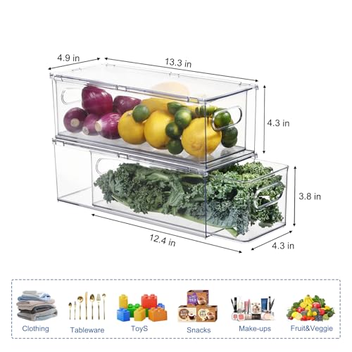 Fridge Organizers and Storage Pull Out Drawer, 2 Small - size: 2 Small