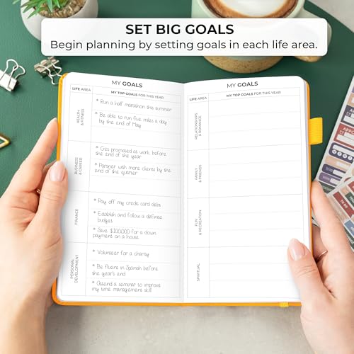 Clever Fox Pocket Planner, Mini Undated Weekly Calendar, Small Amber Yellow - color: Amber Yellow, size: Pocket size (3.7" x 6.7")