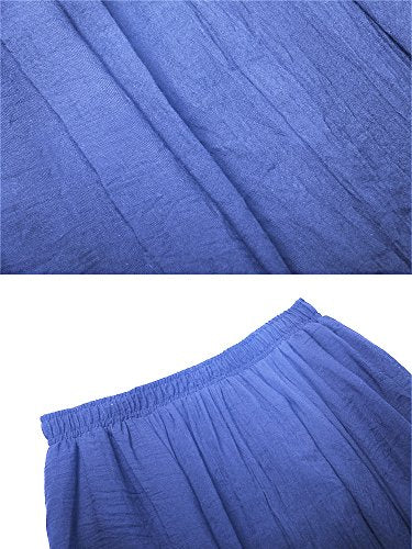 Women's Cotton Long Flowy Rave Renaissance Maxi Skirt - color: Denim Blue, size: Medium
