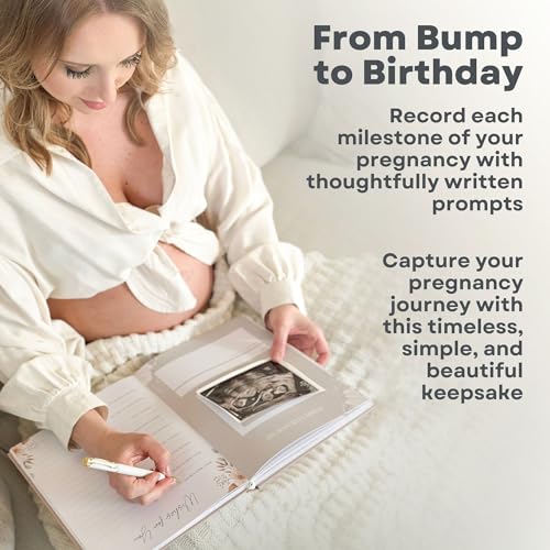 Pregnancy Journal Baby Book – 11” x 8.5” Hardcover Keepsake with Lay-Flat Binding, 3 Sticker Pages, Gift for Expecting Moms, First-Time Mom, Pregnancy Memory Book