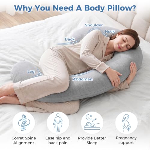 SweetSlubr Body Pillow, Memory Foam Pregnancy Pillow Leg Pillow 53.2x9.8in - size: 53.2’’ x 9.8’’
