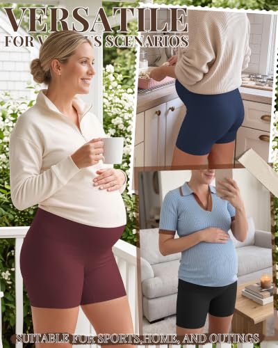 Ficerd 3 Pack Maternity Pajama Lounge Shorts - color: Burgundy, Navy Blue, Black, size: XX-Large